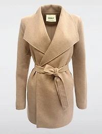 Blazer Coupe Droite Devant Ouvert Taille Ceinturée Grand Col & Poches Par Only