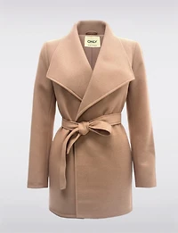 Blazer Coupe Droite Devant Ouvert Taille Ceinturée Grand Col & Poches Par Only