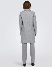 Manteau Mi-Long en Mélange de Coton À Boutonnage Simple & Col Revers par Only