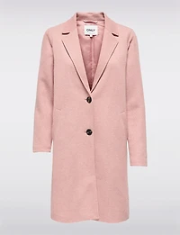 Manteau Mi-Long en Mélange de Coton À Boutonnage Simple & Col Revers par Only
