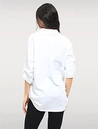 Chemise à Imprimé Abstrait Manches 3/4 & Pattes Latérales L’ourlet par Goa