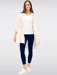 Legging-Pantalon Extensible Taille Haute Ultra-Confort à Enfiler Perle