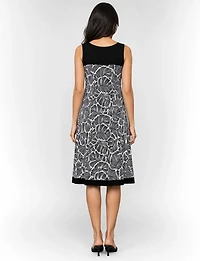 Robe Évasée Sans Manches Perle - Motif Ton Sur Tricot Léger et Infroissable