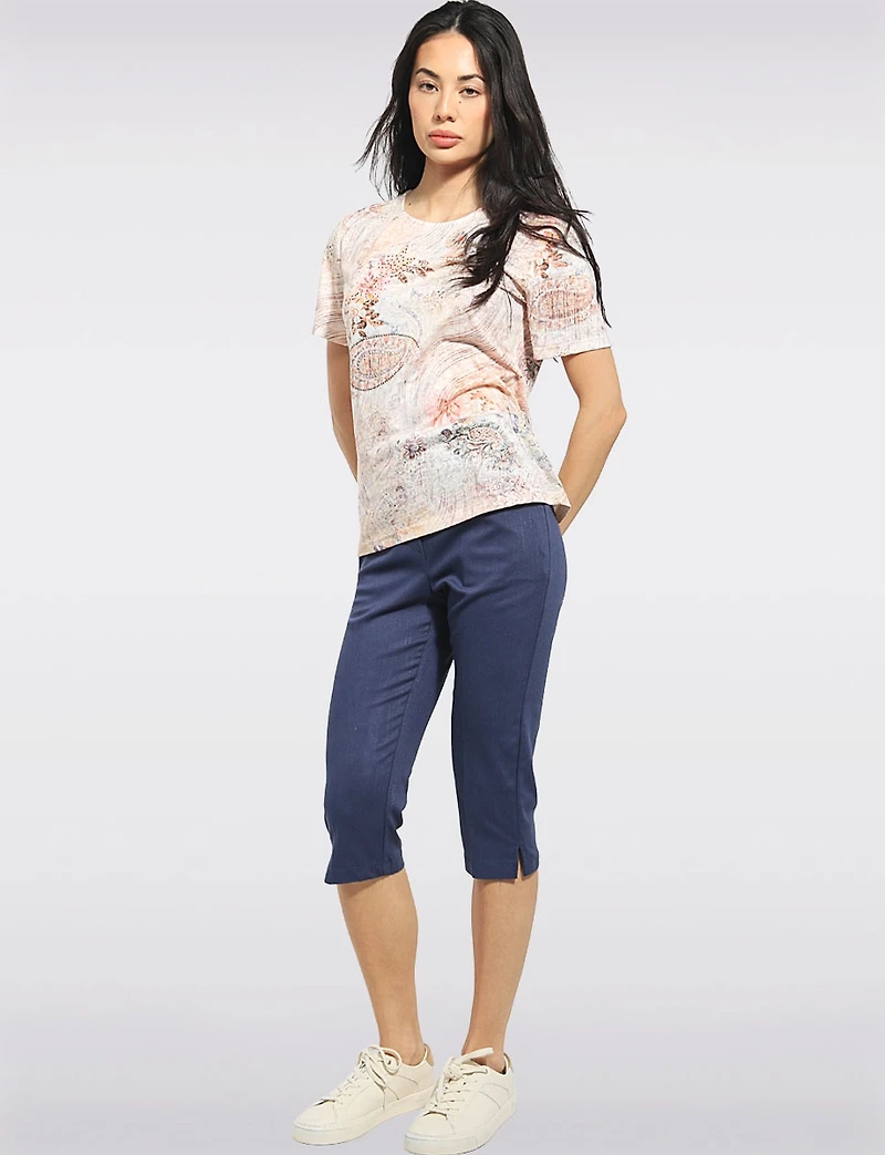 Haut Extensible À Motif Paisley Floral & Manches Courtes Par Beta's Choice