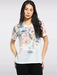Haut Tricoté À Fleurs Avec Manches Courtes & Détails De Strass Par Beta's Choice