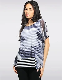 Blouse Transparente À Motif Imprimé Avec Insertion Rayée Par Today’s Designers