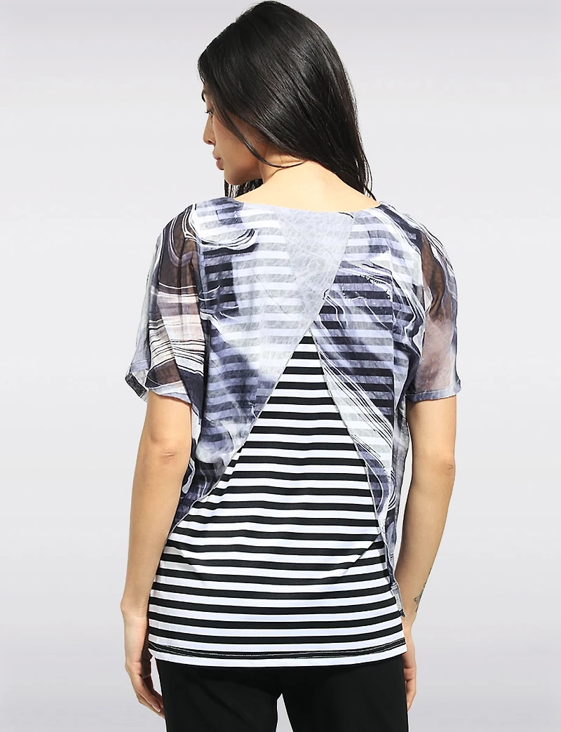 Blouse Transparente À Motif Imprimé Avec Insertion Rayée Par Today’s Designers
