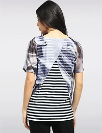 Blouse Transparente À Motif Imprimé Avec Insertion Rayée Par Today’s Designers