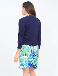 Cardigan Extensible à Devant Festonné & Manches Trois-Quarts par Ninety Clothing