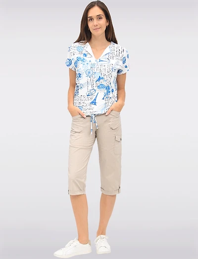 Capri Utilitaire Extensible Décontracté Ourlet Retroussé & Poches Cargo Par Dash