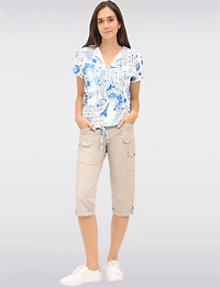Capri Utilitaire Extensible Décontracté Ourlet Retroussé & Poches Cargo Par Dash