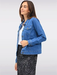 Veste en Denim Coton Délavage Moyen Clair Classique Boutonnée Par Dash