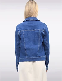 Veste en Denim Coton Délavage Moyen Classique Boutonnée avec Poches Par Dash