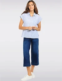 Chemisier Coton Rayé Coupe Droite à Boutons et Manches Courtes Dash
