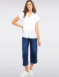 Chemisier Coton Rayé Coupe Décontractée à Boutons et Manches Courtes Dash