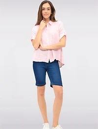 Short Bermuda Denim Extensible À Enfiler Poches Arrière par Erika