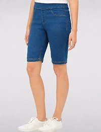 Short Bermuda Denim Extensible À Enfiler Poches Arrière par Erika