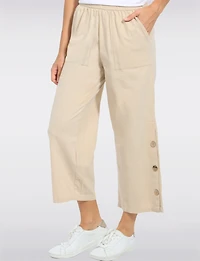 Pantalon Large Cotton à Enfiler avec Poches & Détails Boutons Latéraux par Erika