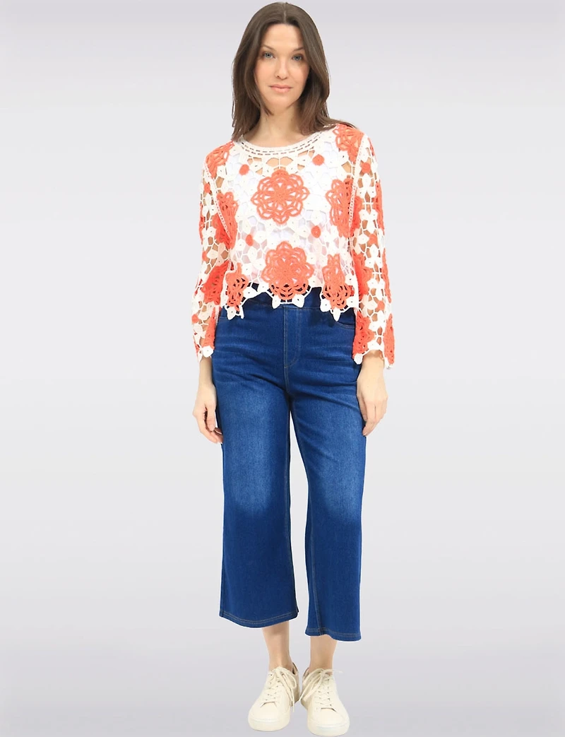 Haut Polyvalent En Crochet À Motif Floral & Manches Longues Par Gabby Isabella