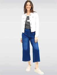 Veste en Denim Moderne Extensible | Boutons Décoratifs & Coupe Ajustée par Orly