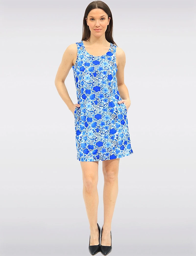 Robe À Fleurs Sans Manches Longueur Genou Et Détails De Boutons Par Tango Mango