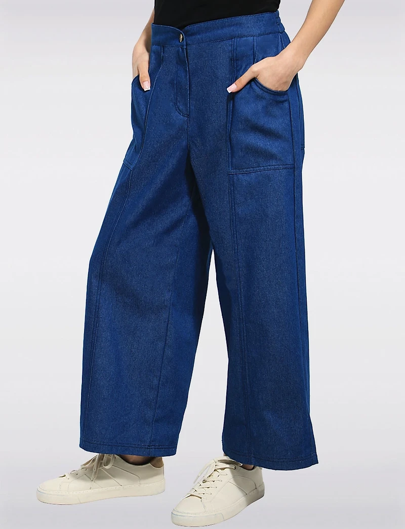 Pantalon Denim Léger à Jambe Coupe Large Évasée par Julia Paradis