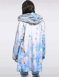 Veste Imperméable Réversible Chic Femme À Motif Floral – Col Plissé Élégant