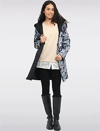 Veste Imperméable Réversible à Motif Floral Capuche Accordéon & Coupe Légère