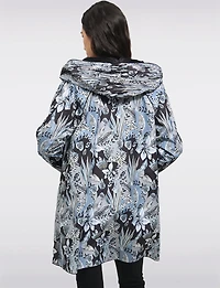 Veste Imperméable Réversible à Motif Floral Capuche Accordéon & Coupe Légère