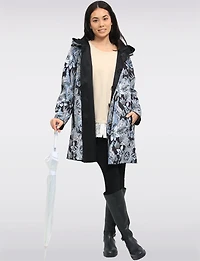 Veste Imperméable Réversible à Motif Floral Capuche Accordéon & Coupe Légère