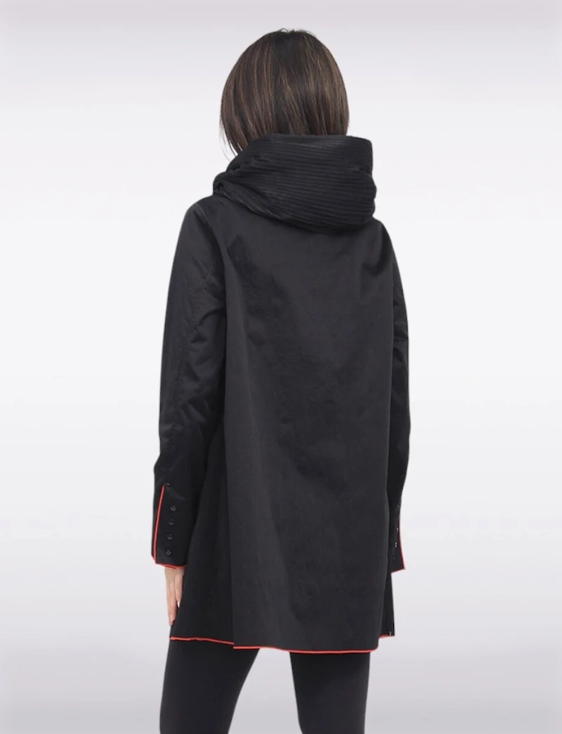 Veste Imperméable Réversible À Carreaux – Capuche Accordéon, Liseré Rouge