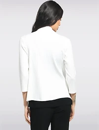 Cardigan en Tricot Côtelé Manches 3/4 Devant Drapé et Ourlet Pointu par Perle