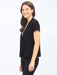 Cardigan Léger et Fluide Ouvert Devant à Manches Courtes Style Multicouche Perle