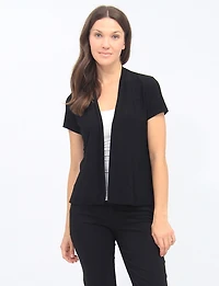 Cardigan Léger et Fluide Ouvert Devant à Manches Courtes Style Multicouche Perle