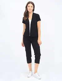 Cardigan Léger et Fluide Ouvert Devant à Manches Courtes Style Multicouche Perle