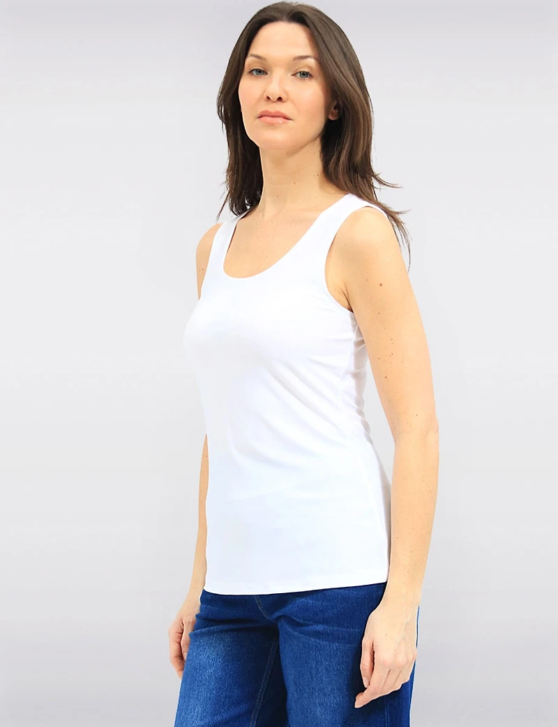 Haut Sans Manches en Tricot Extensible Infroissable -Débardeur à Col Rond Perle
