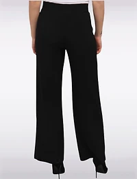 Pantalon Palazzo Noir Extensible Taille Haute Coupe Ample par Perle