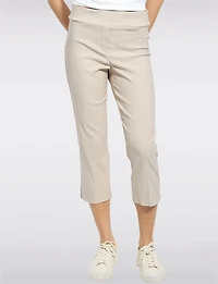 Pantalon Capri Extensible à Taille Élastique avec Poches -Coupe Ajusté par Perle
