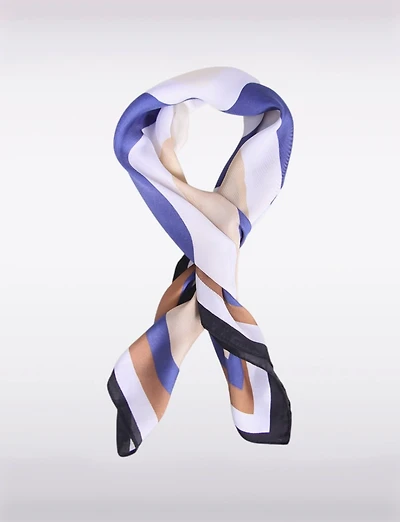 Foulard Carré Satiné Léger à Motif Géométrique Abstrait Chic Polyvalent