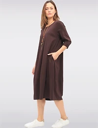 Robe Longue Chic en Coton avec Collier et Manches Trois-Quarts par Froccella
