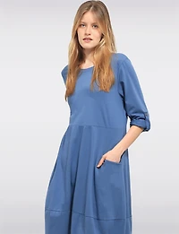 Robe Ballon Décontractée à Manches Longues & Poches Plaquées par Froccella
