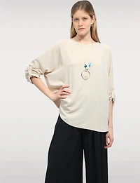 Tunique Fluide à Manches Longues avec Collier & Ourlet Arrondi par Froccella