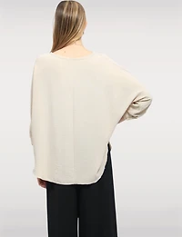 Tunique Fluide à Manches Longues avec Collier & Ourlet Arrondi par Froccella