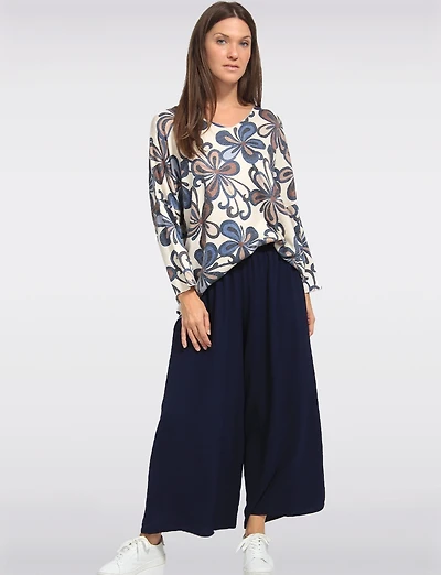 Pantalon Large Fluide avec Effet Froissé & Taille Élastique par Froccella
