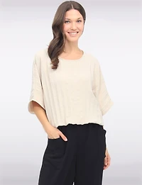 Haut Élégant Léger Plissé à Manches Dolman avec Ourlet Élastique par Froccella