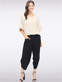 Haut Élégant Léger Plissé à Manches Dolman avec Ourlet Élastique par Froccella
