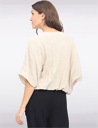 Haut Élégant Léger Plissé à Manches Dolman avec Ourlet Élastique par Froccella