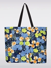 Sac Tote Pliable Réutilisable Imprimé Floral Bleu | Léger, Recyclé et Compact