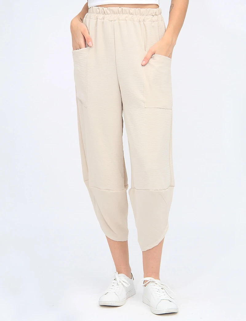 Pantalon Ballon Taille Élastique et Ourlet Asymétrique avec Poches par Froccella
