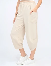 Pantalon Ballon Taille Élastique et Ourlet Asymétrique avec Poches par Froccella